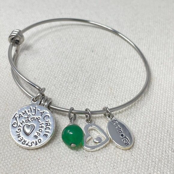 Footnotes Family Bracelet A Circle of Strength Love Hope Green Silver-Tone - Picture 2 of 5